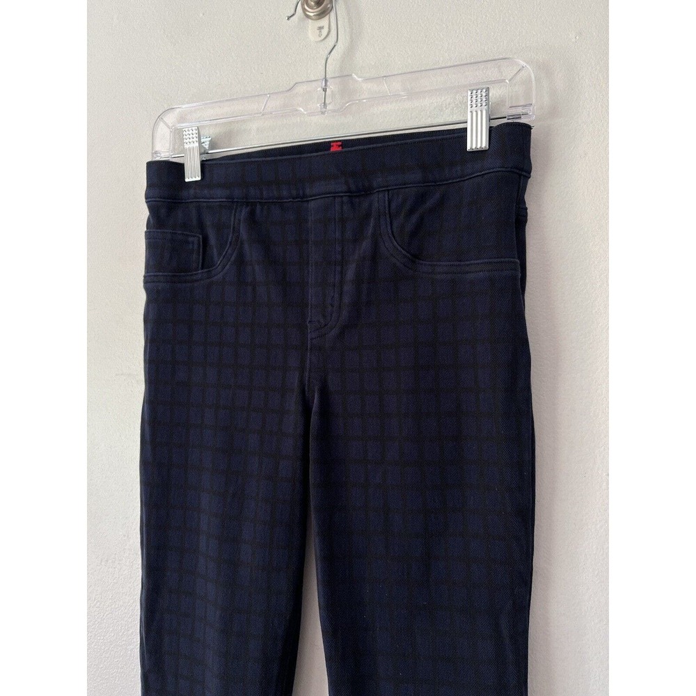 Spanx Blue Check Plaid Pull On Slimming Jeggings Women’s Size Small Pants - Picture 3 of 6